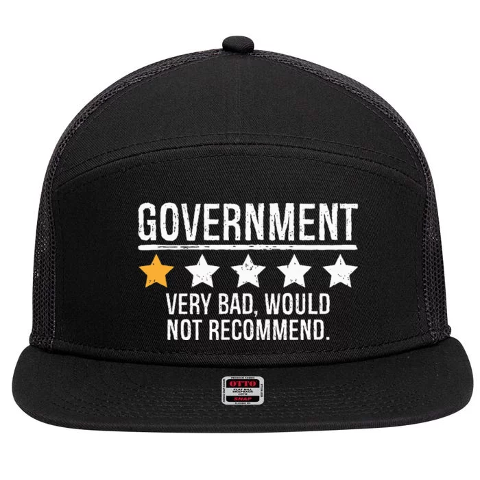 Government Very Bad Would Not Recommend 7 Panel Mesh Trucker Snapback Hat