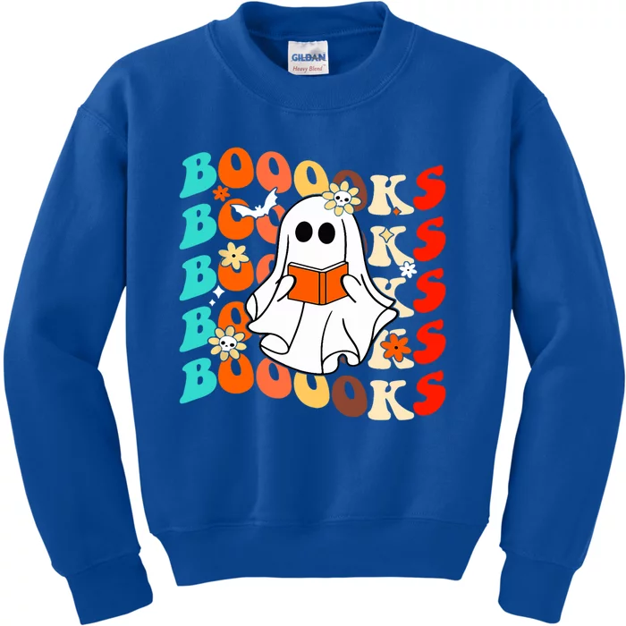 Groovy Vintage Boooks Ghost Halloween Teacher Book Reading Great Gift Kids Sweatshirt