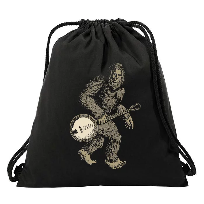 Grassquatch! Vintage Bigfoot & Bluegrass Banjo Music Drawstring Bag