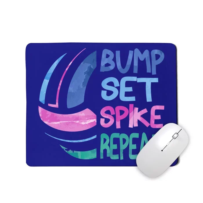 Girls Volleyball Bump Set Spike Repeat Blue Purple Teen Funny Gift Mousepad