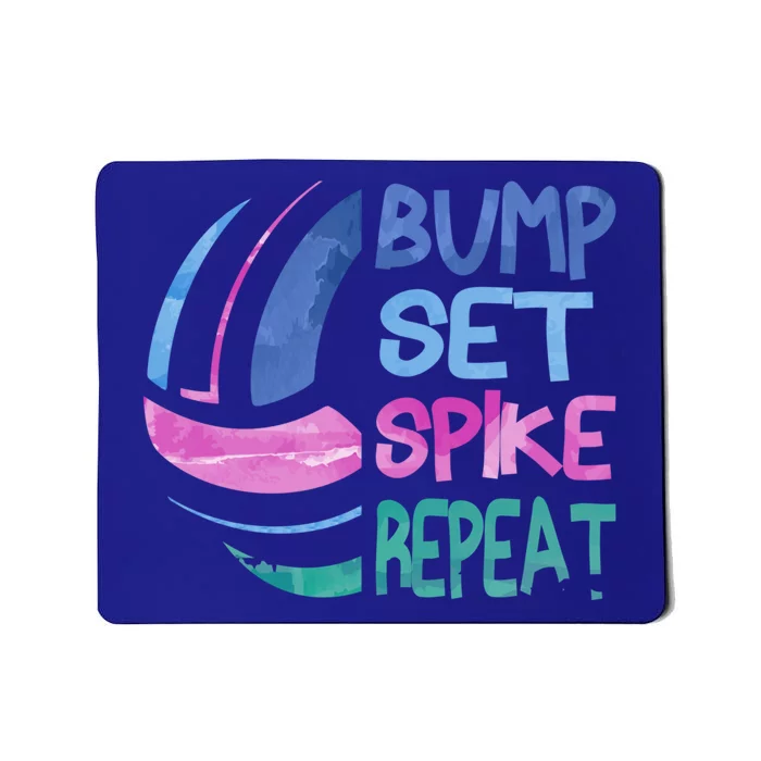 Girls Volleyball Bump Set Spike Repeat Blue Purple Teen Funny Gift Mousepad