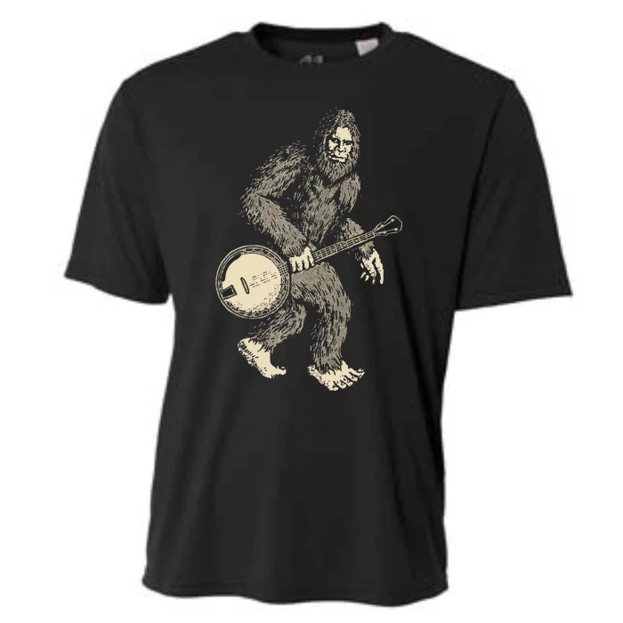 Grassquatch! Vintage Bigfoot & Bluegrass Banjo Music Cooling Performance Crew T-Shirt