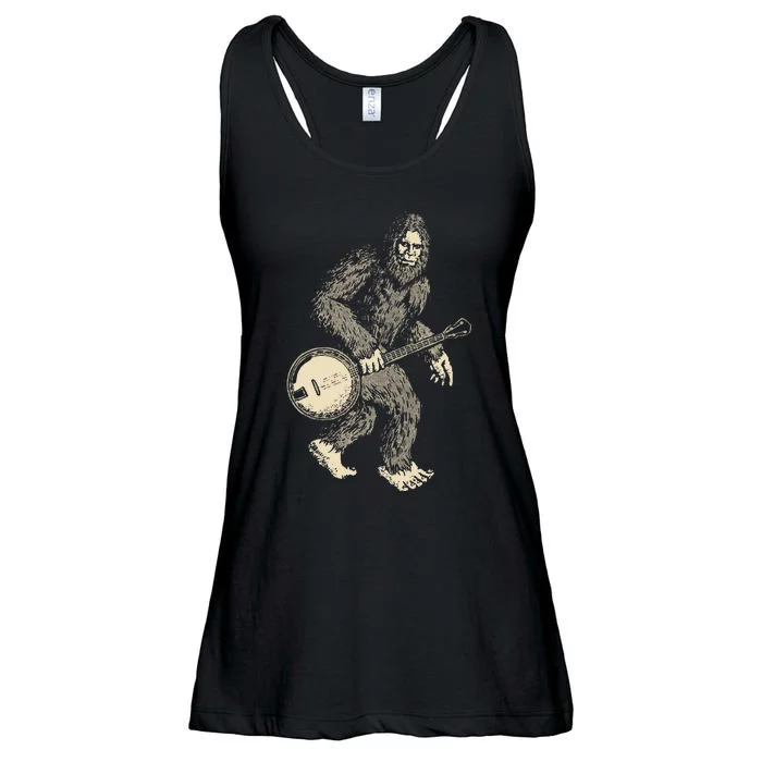 Grassquatch! Vintage Bigfoot & Bluegrass Banjo Music Ladies Essential Flowy Tank