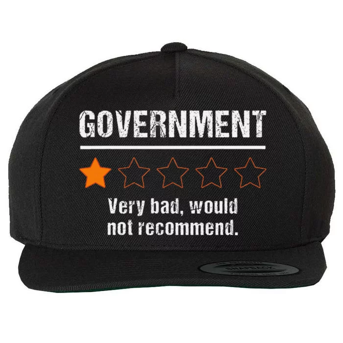 Government Very Bad Would Not Recommend Funny Rating Stars Wool Snapback Cap