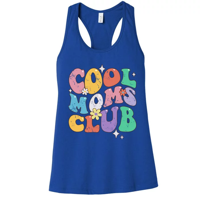 Groovy Vintage Cool Moms Club Funny Smile MotherS Day Gift Women's Racerback Tank