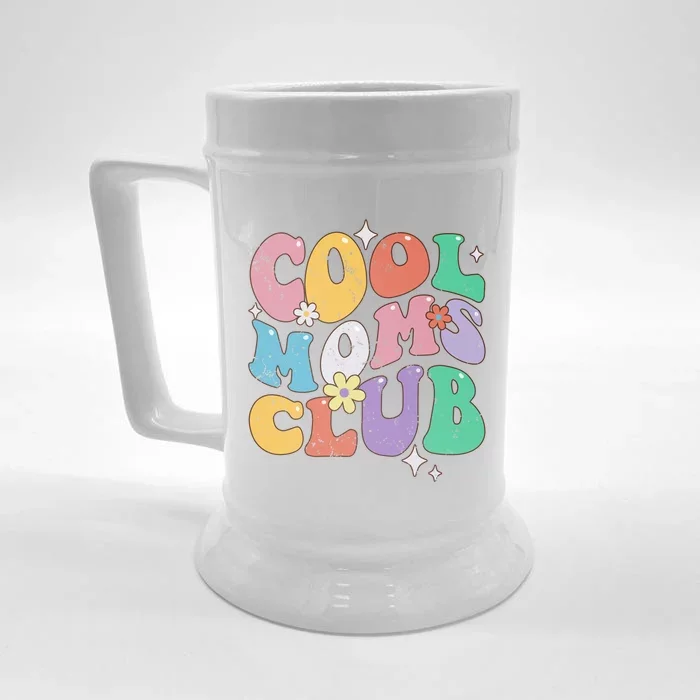 Groovy Vintage Cool Moms Club Funny Smile MotherS Day Gift Front & Back Beer Stein