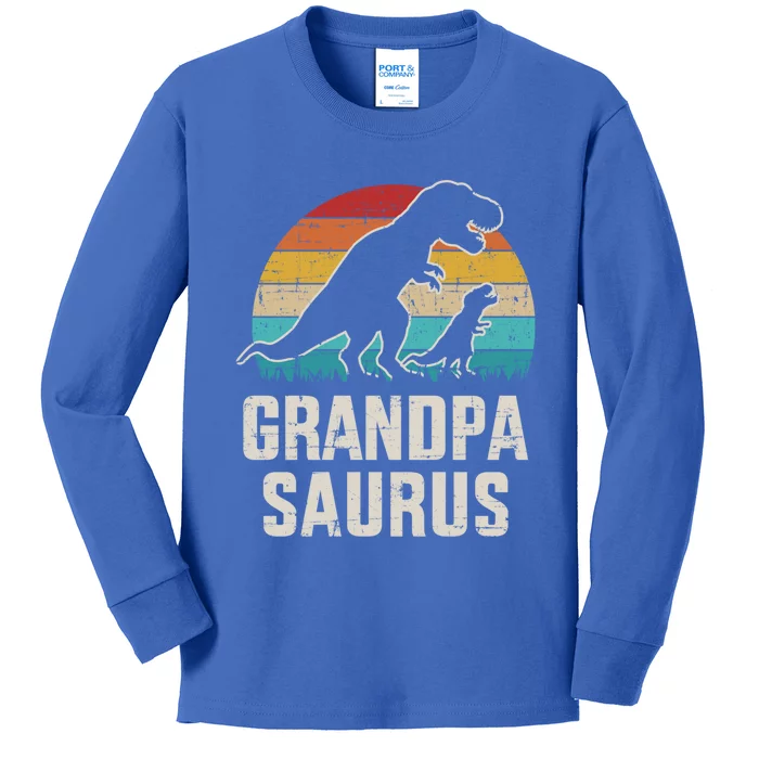 Grandpasaurus Vintage Dinosaur For Grandpa From Grand Gift Kids Long Sleeve Shirt