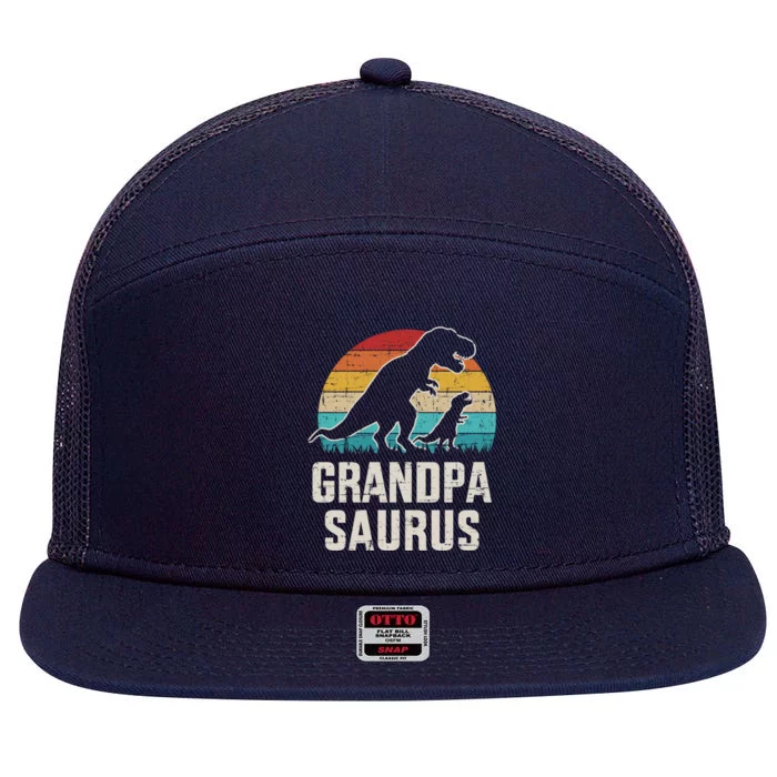 Grandpasaurus Vintage Dinosaur For Grandpa From Grand Gift 7 Panel Mesh Trucker Snapback Hat