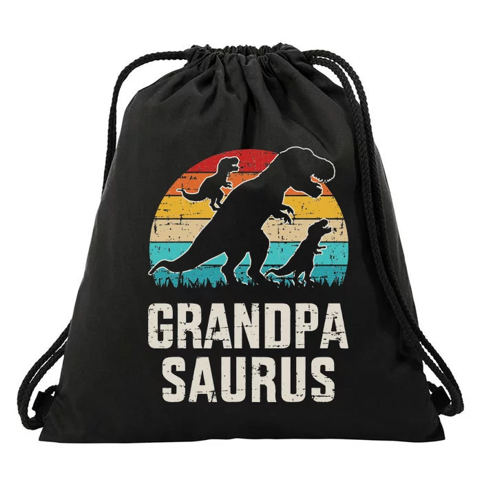 Grandpasaurus vintage dinosaur for grandpa father's day Drawstring Bag