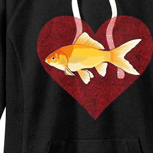 Goldfish Valentines Day Fish Love Fingerprint Gift Women's Fleece Hoodie