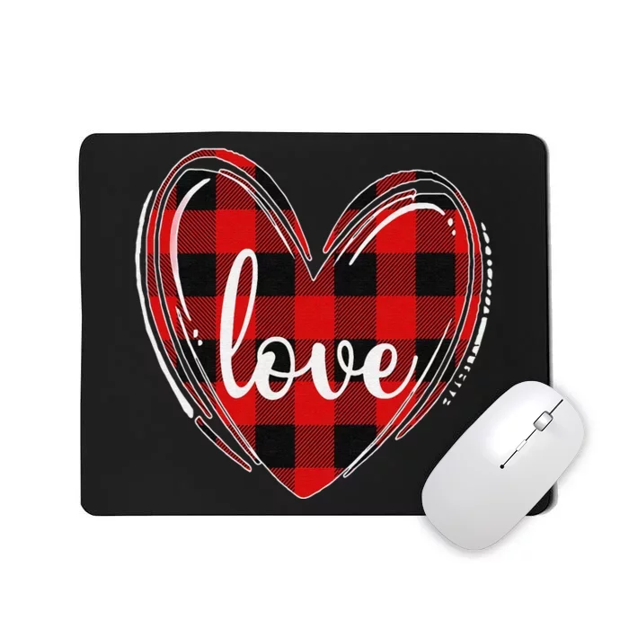 Girls Valentines Day Shirts Funny Hearts Love Buffalo Plaid Mousepad