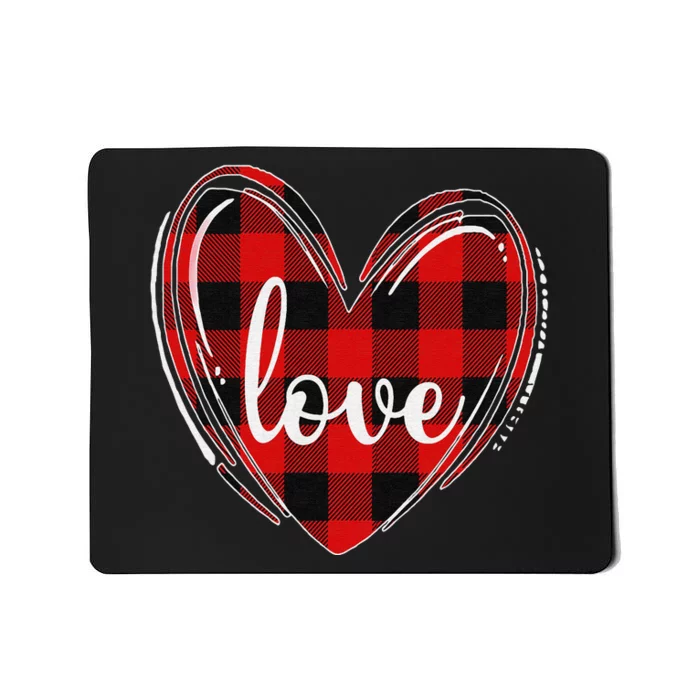 Girls Valentines Day Shirts Funny Hearts Love Buffalo Plaid Mousepad