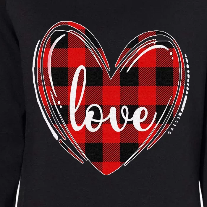 Girls Valentines Day Shirts Funny Hearts Love Buffalo Plaid Womens California Wash Sweatshirt