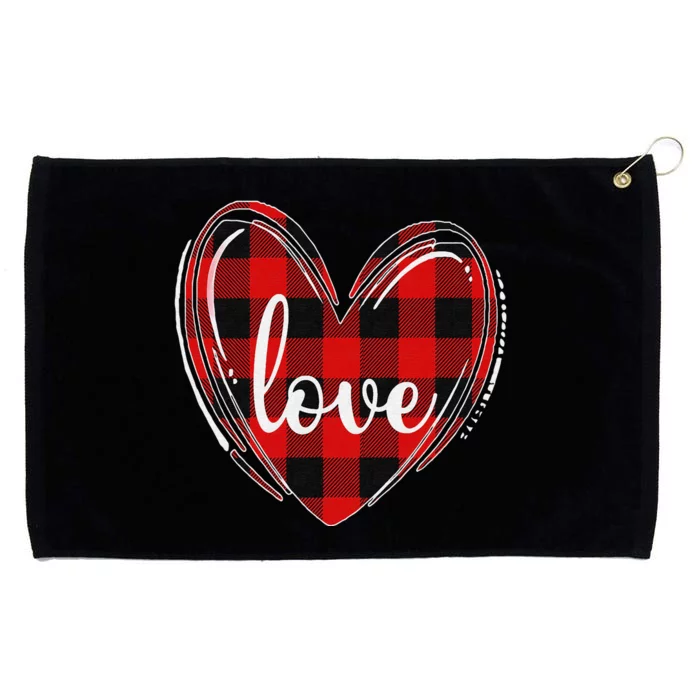 Girls Valentines Day Shirts Funny Hearts Love Buffalo Plaid Grommeted Golf Towel