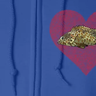 Groupers Valentines Day Fish Love Fingerprint Meaningful Gift Full Zip Hoodie