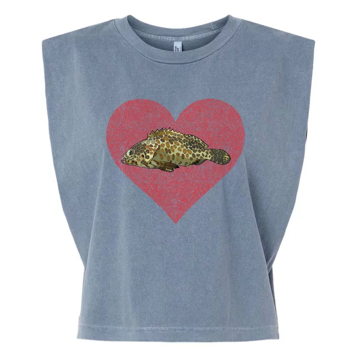 Groupers Valentines Day Fish Love Fingerprint Meaningful Gift Garment-Dyed Women's Muscle Tee