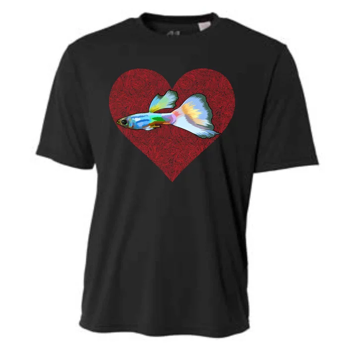 Guppies Valentines Day Fish Love Fingerprint Gift Cooling Performance Crew T-Shirt