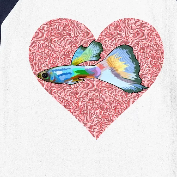 Guppies Valentines Day Fish Love Fingerprint Gift Baseball Sleeve Shirt