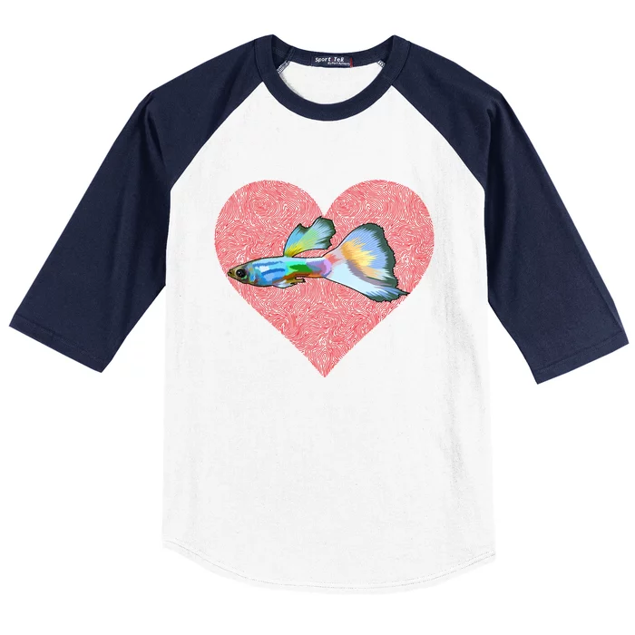 Guppies Valentines Day Fish Love Fingerprint Gift Baseball Sleeve Shirt