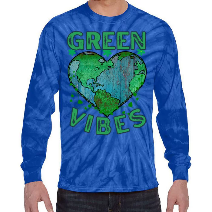 Green Vibes Earth Day Hearcute Gift Everyday Is Earth Day Cute Gift Tie-Dye Long Sleeve Shirt