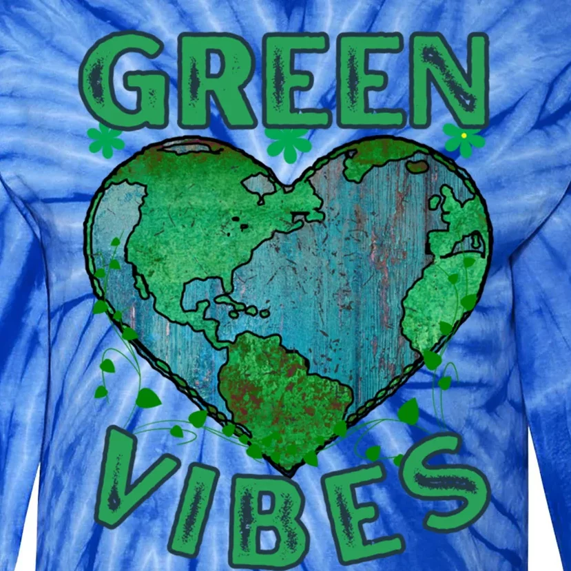 Green Vibes Earth Day Hearcute Gift Everyday Is Earth Day Cute Gift Tie-Dye Long Sleeve Shirt