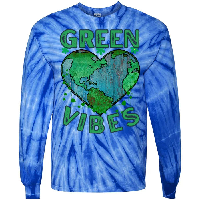 Green Vibes Earth Day Hearcute Gift Everyday Is Earth Day Cute Gift Tie-Dye Long Sleeve Shirt