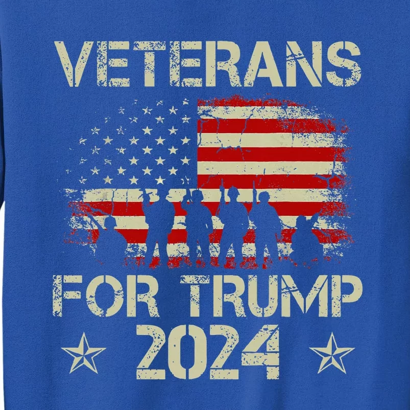 Grandpa Veterans For Trump 2024 American Flag Tall Sweatshirt