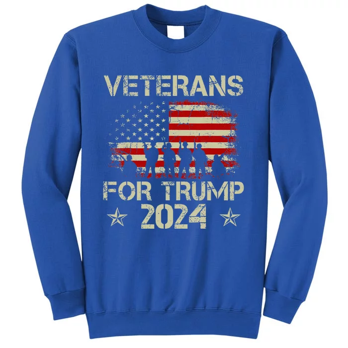 Grandpa Veterans For Trump 2024 American Flag Tall Sweatshirt