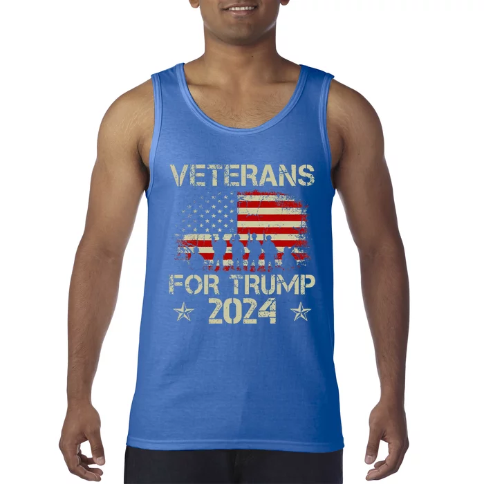 Grandpa Veterans For Trump 2024 American Flag Tank Top