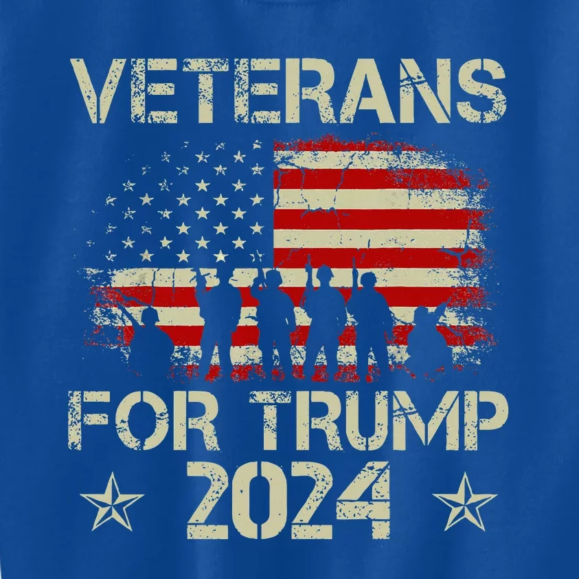 Grandpa Veterans For Trump 2024 American Flag Kids Sweatshirt