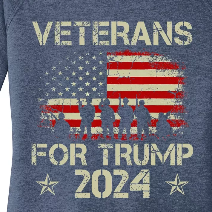 Grandpa Veterans For Trump 2024 American Flag Women's Perfect Tri Tunic Long Sleeve Shirt