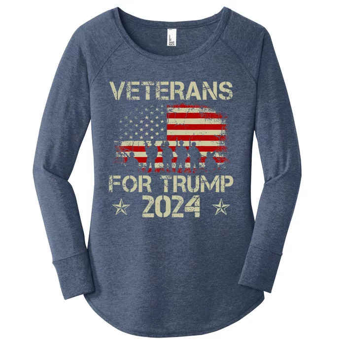 Grandpa Veterans For Trump 2024 American Flag Women's Perfect Tri Tunic Long Sleeve Shirt