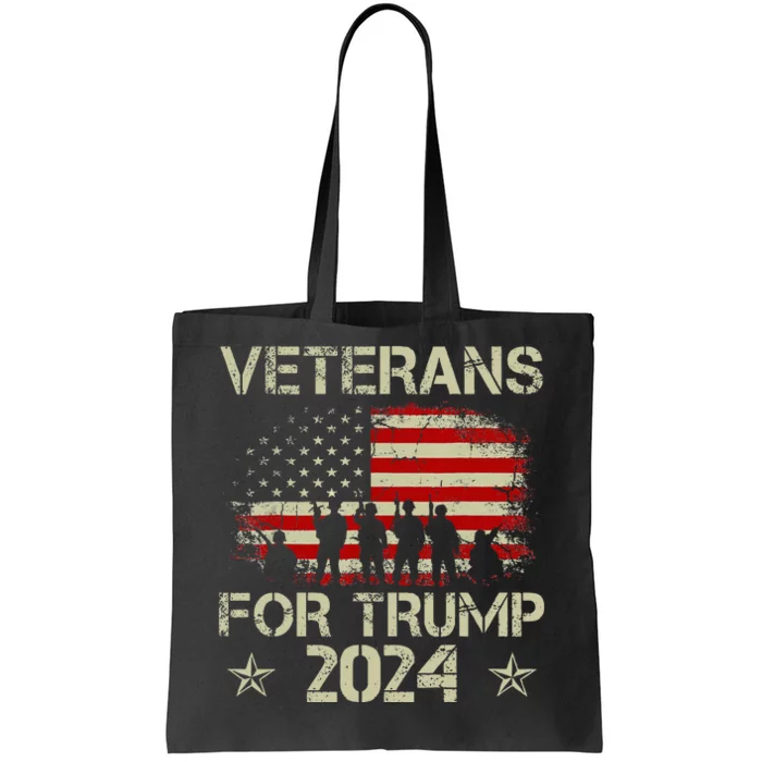 Grandpa Veterans For Trump 2024 American Flag Tote Bag