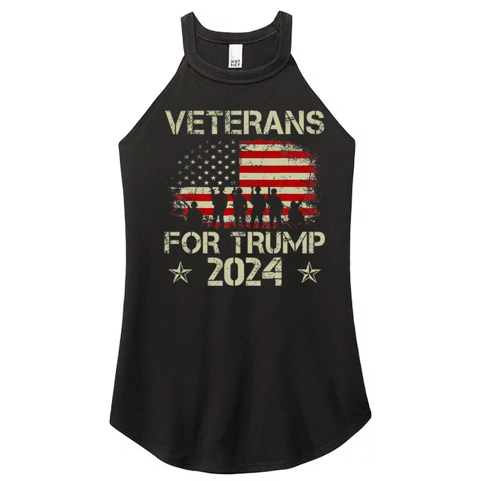 Grandpa Veterans For Trump 2024 American Flag Women’s Perfect Tri Rocker Tank