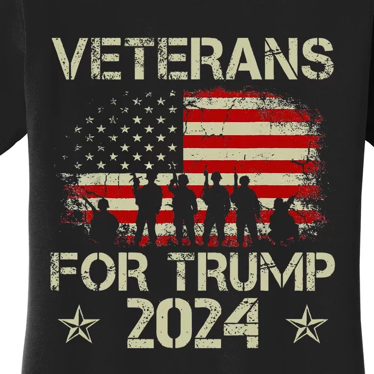 Grandpa Veterans For Trump 2024 American Flag Women's T-Shirt