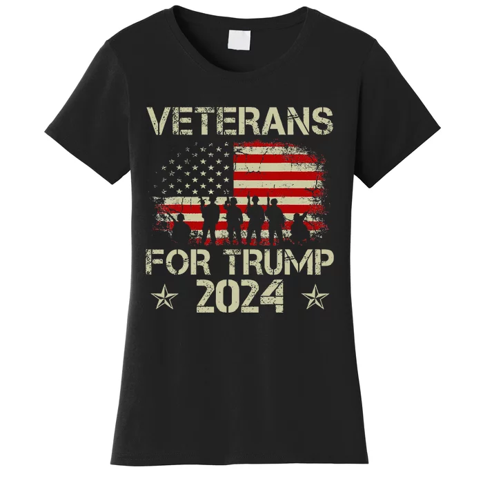 Grandpa Veterans For Trump 2024 American Flag Women's T-Shirt