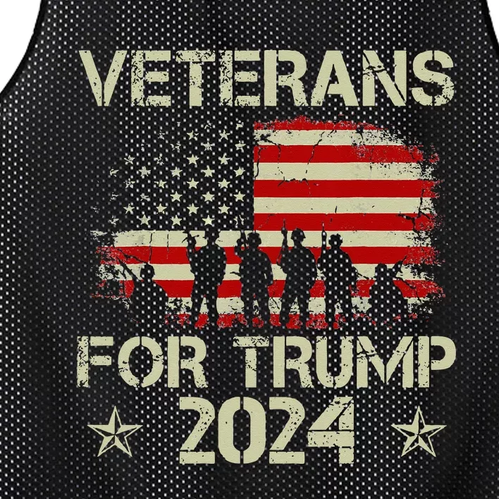 Grandpa Veterans For Trump 2024 American Flag 4th Of July Mesh Reversible Basketball Jersey Tank