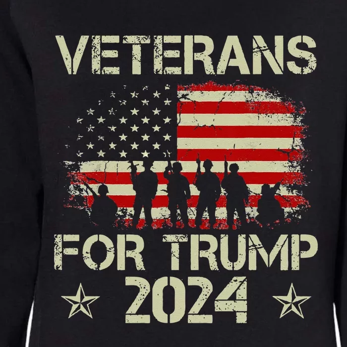 Grandpa Veterans For Trump 2024 American Flag 4th Of July Womens California Wash Sweatshirt