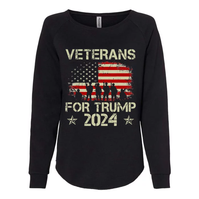 Grandpa Veterans For Trump 2024 American Flag 4th Of July Womens California Wash Sweatshirt