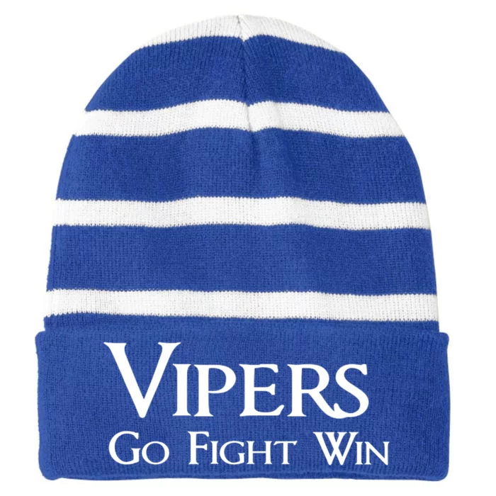 Go Vipers Football Baseball Basketball Cheer Sports Spirit Funny Gift Striped Beanie with Solid Band