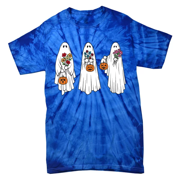 Groovy Vintage Floral Ghost Cute Halloween Spooky Season Gift Tie-Dye T-Shirt