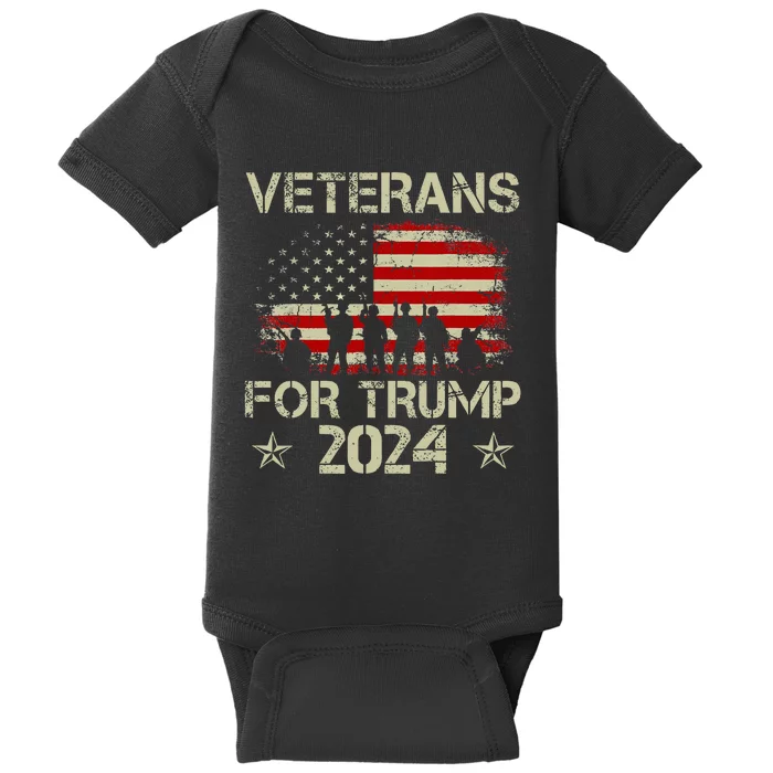 Grandpa Veterans For Trump 2024 American Flag Baby Bodysuit