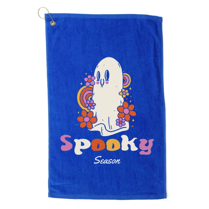 Groovy Vintage Floral Ghost Spooky Season Halloween Platinum Collection Golf Towel