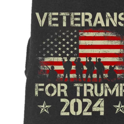 Grandpa Veterans For Trump 2024 American Flag 4th Of July Doggie 3-End Fleece Hoodie