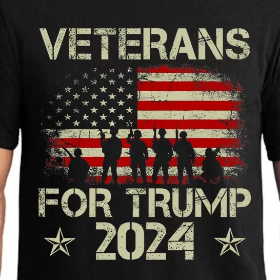 Grandpa Veterans For Trump 2024 American Flag 4th Of July Pajama Set