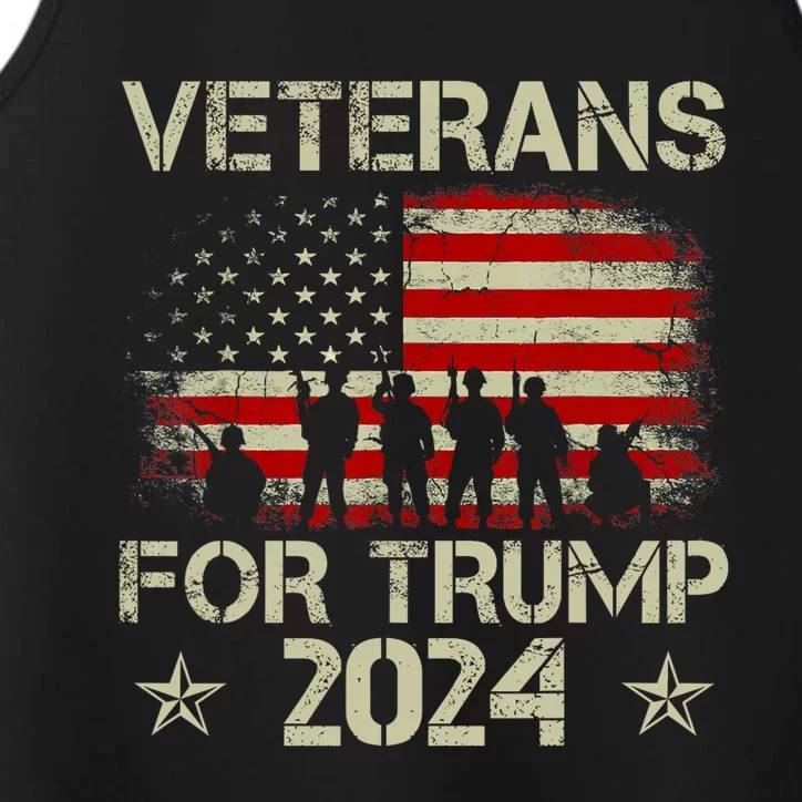 Grandpa Veterans For Trump 2024 American Flag 4th Of July Performance Tank