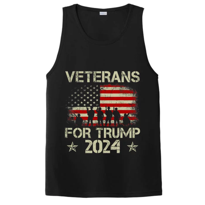 Grandpa Veterans For Trump 2024 American Flag 4th Of July Performance Tank