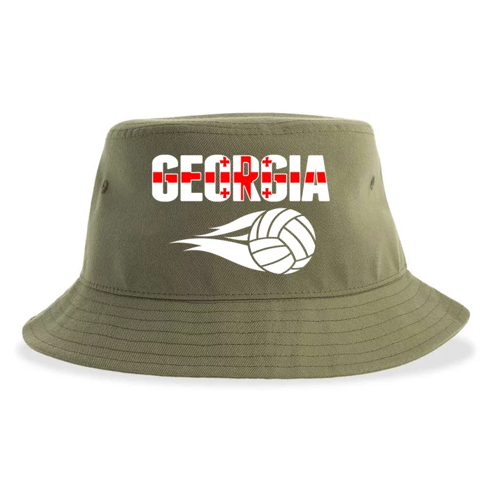 Georgia Volleyball Fans Jersey Gift Georgian Flag Sport Lovers Gift Sustainable Bucket Hat