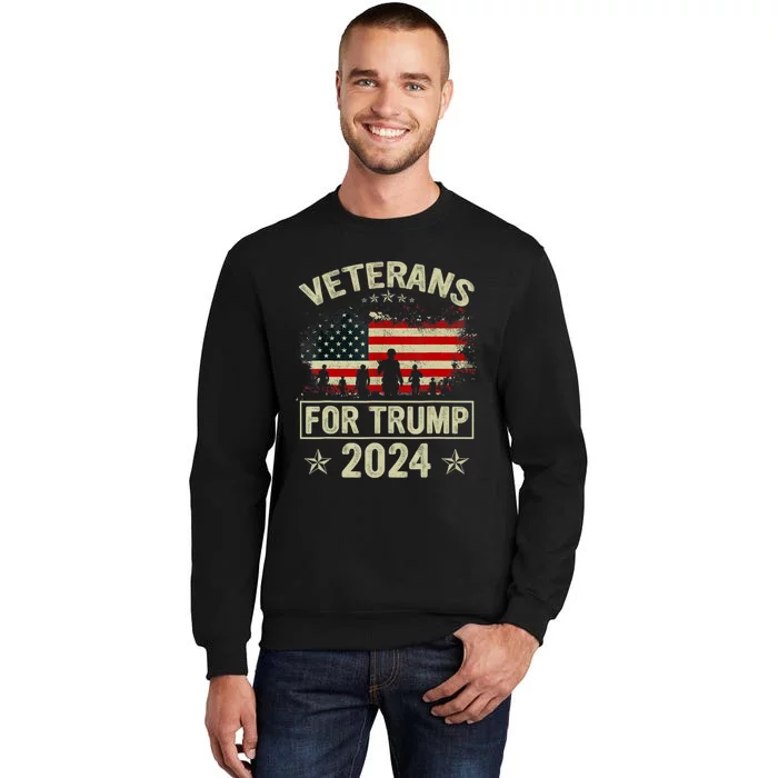 Grandpa Veterans For Trump 2024 American Flag 4th Of July Sweatshirt