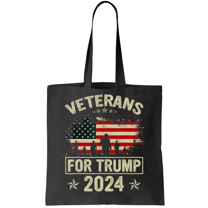 Grandpa Veterans For Trump 2024 American Flag 4th Of July Tote Bag